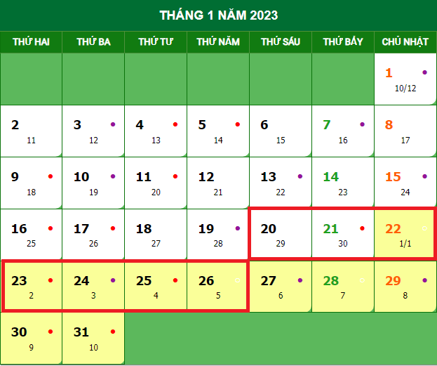 <strong>Lịch nghỉ Tết Âm lịch 2023 của học sinh trên cả nước</strong> 3 lich nghi tet 2023 1